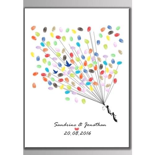 Ynaayu 1pcs Wedding Guestbook Custom Names Date Wedding Balloon Sign inFingerprint Creative Figure Wedding Favor Decoration