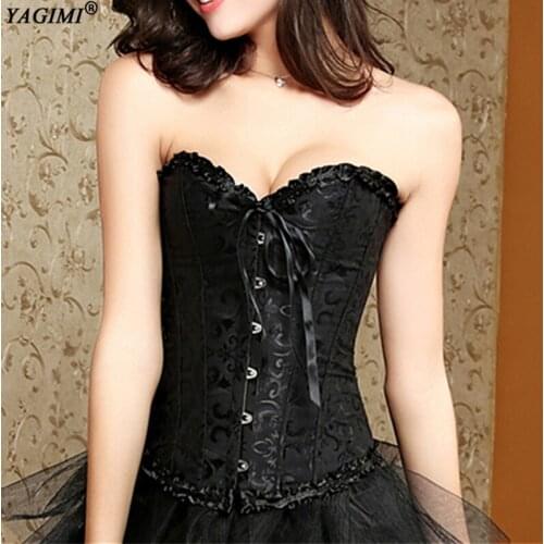YAGIMI Women Corset Slimming Bustier Waist Trainer Body Shaper Gothic Steampunk Sexy Corset 12 Steel Bones Outfits Gaine Ventre
