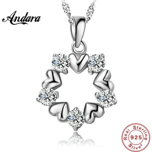 ANDARA New 925 Sterling Silver Eternal Love Pendant Necklace Ladies Luxury Boutique Gift Exquisite Jewelry
