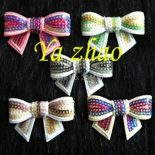 2" Rainbow color sequin bows, hair bows for headband DIY, hair accessories, 60pcs/lot, 5colors stock, free shipping