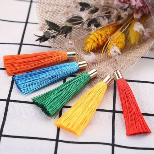 20Pcs 6cm Metal Cap Short Tassels Trim Pendant DIY Crafts Bookmark Ornament Earrings Clothes Home Textiles Fringe Trim Materials
