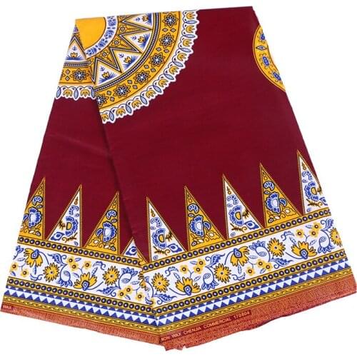 2019 Red Pure Cotton Fashionable Dashiki Pattern Print African Pagne Ankara Veritable Guaranteed Real Wax Fabric 6 Yards