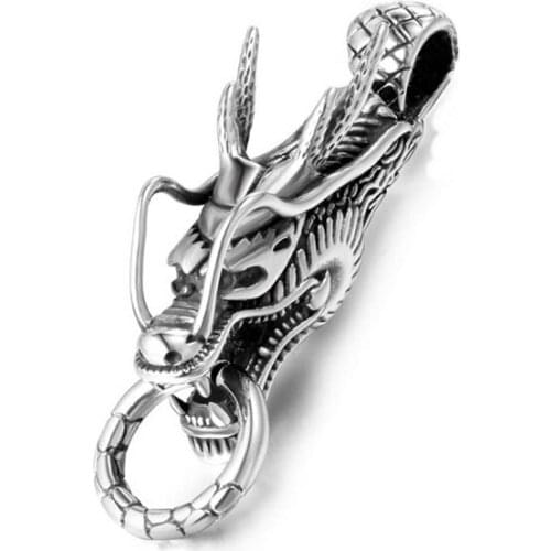 Cool Titanium Stainless Steel Dragon Head Pendant
