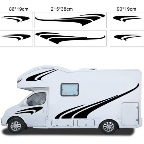 6PCS RV Striped RV Caravan Side Door Striped Body Graphic Sticker DIY Decal Camper Trailer Vinyl Car Accessories