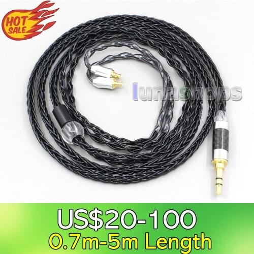 LN006596 8 Core Silver Plated Black Earphone Cable For Audio Technica ath-ls400 ls300 ls200 ls70 ls50 e40 e50 e70 312A