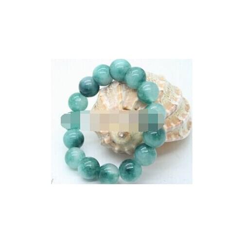 Free shipping 427 New 12mm Green stone Round Beaded Bangle Stretchy Bracelet