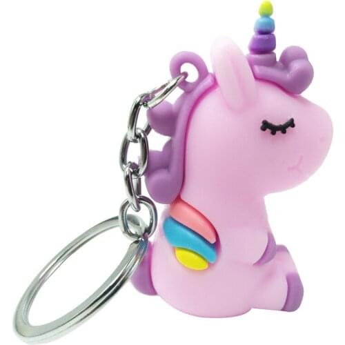 Cartoon PVC Unicorn Small Pendant Key Pendant Plush Toys Keyring Girl Kid Gift Silicone Soft Unicorn Doll Car Key Alloy Keychain