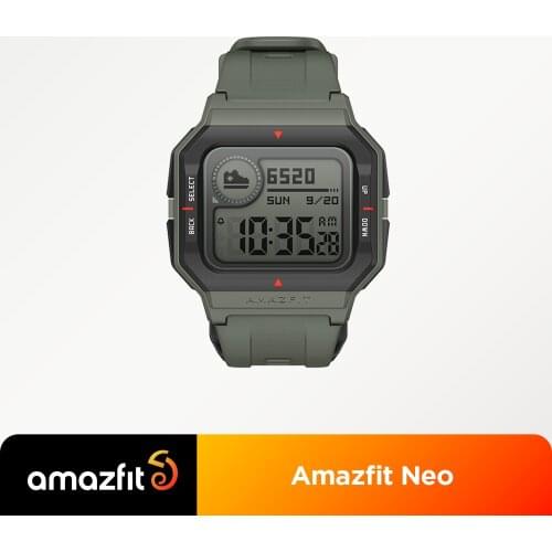 Amazfit Neo Retro Design Smartwatch 5ATM Heart Rate Monitoring Sleep Tracking 28 Days Battery Life Smart Watch red black green