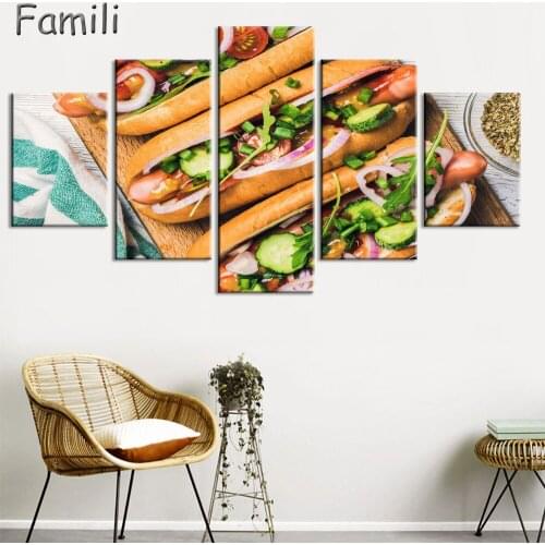 HD Print Canvas Painting For Living Room Modern Home Wall Art Canvas Paintings Small Size Pizza 5Pcs/set Food Print Poster