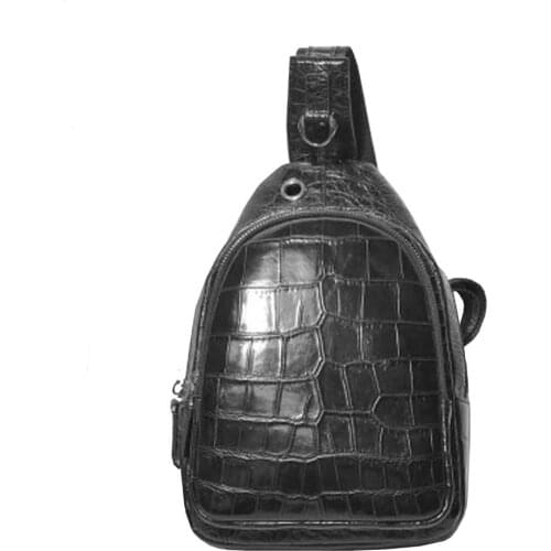 Hongsen new arrival true crocodile Chest bag male leisure crocodile leather Inclined shoulder bag men crocodile bag