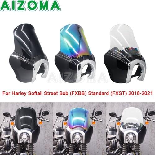 Iridium Windshield Motorcycle Front Fairing Visor Mask For Harley Softail Street Bob FXBB Standard FXST 5.75'' Headlight Fairing