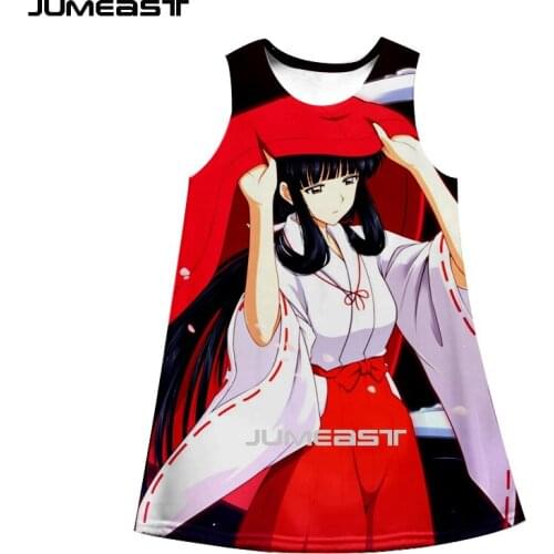 Jumeast Brand Women 3D Printed Dresses Anime Inuyasha Summer Fashion Sleeveless Dress Suspender Nightdress