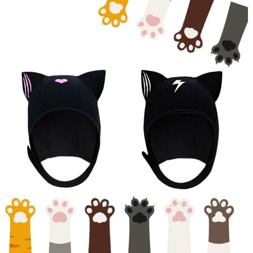 New special cat killing Cat cartoon diving cap Headcover 4mm warm and sunscreen surfer Gini