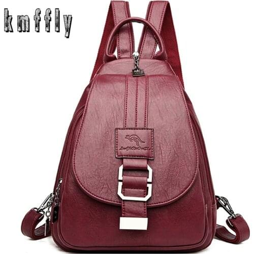 KMFFLY New Multiple Colors Ladies Designer Luxury Backpacks High Quality Leather Bags Women Fashion Backpacks For Women 2020