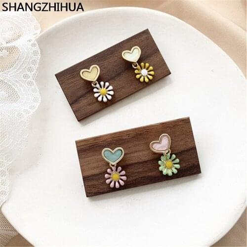 Fashionable and simple pure and fresh flower love earring temperament beautiful girls ear nail jewelry SHANGZHIHUA