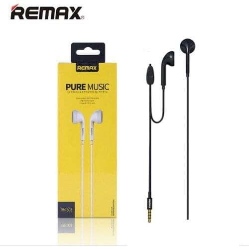 Remax Portable RM 303 CLASSIC AUDIO PURE MUSIC Earphone 3.5mm In-Ear Bass Wire headsets with Mic for mobile phones