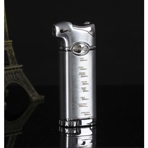 New Pipe Oblique Fire Lighter Metal Tri-color Gas Lighter Butane Spray Lighter Pipe Tool Non-lighting Compact Cigarette Accessor