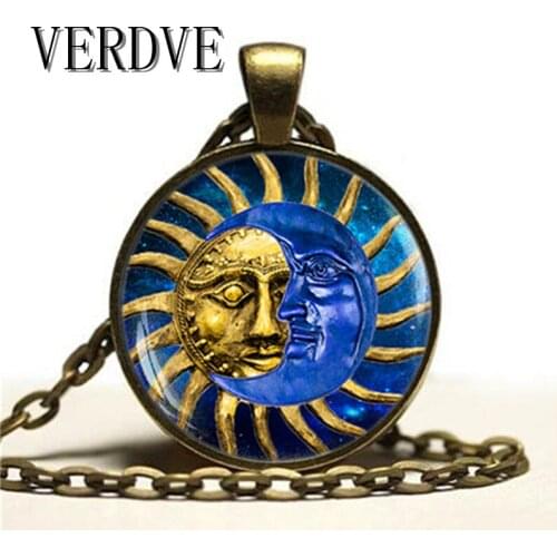 VERDVE New Fashion Bohemian Sun and Moon Necklace Glass Necklace Jewelry