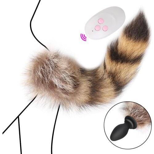 OLO 10 Frequency Fox Tail Anal Plug Vibrator Remote Control Sex Toys For Couples Vibrating Butt Plug Adult Game Anus Dilator