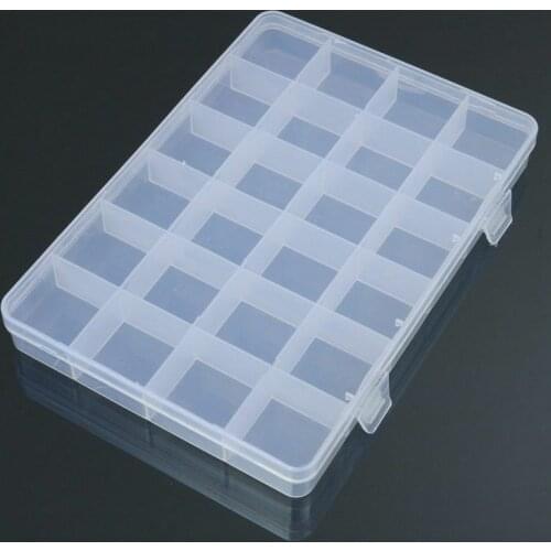 24 Compartments Plastic Box Case Jewelry Bead Storage Container Craft Organizer