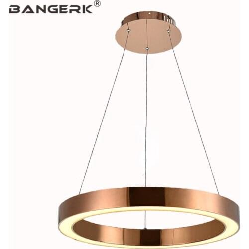 Simple Gold Modern LED Pendant Light Fixtures Ring Acrylic Droplight Stainless steel Dining Room Hanging Lamp Pendant Lighting