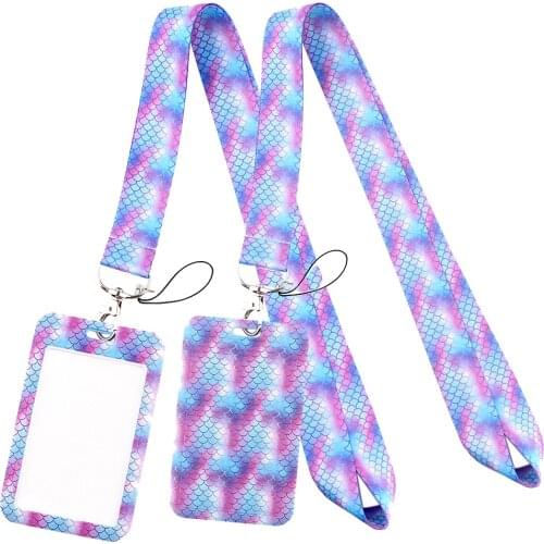 LT791 Mermaid Neck Strap Lanyards Keychain Badge Holder ID Card Pass Hang Rope Lariat Lanyard Key Ring Gifts Accessories