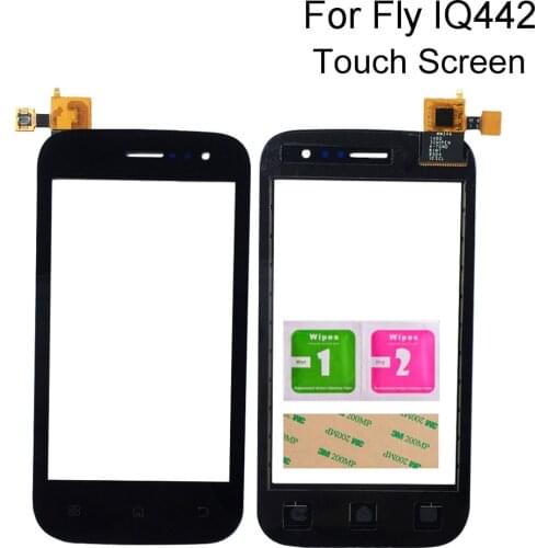 Repair Touch Screen For Fly IQ442 IQ 442 Miracle Touch Screen Digitizer Front Glass Panel Sensor Lens Tools 3M Glue