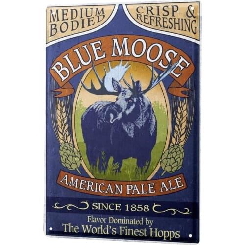 SINCE 2004 Tin Sign Metal Plate Decorative Sign Home Decor Plaques Beer Nostalgic Blue Moose ALE