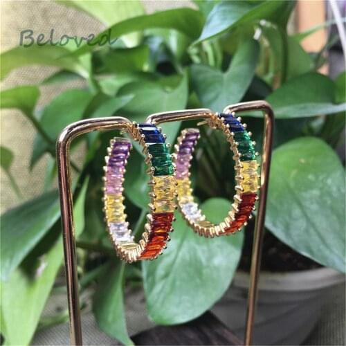 Micro Paved Rainbow Cubic CZ Zirconia Earrings, Fashion Women Jewelry Gifts , BG18311