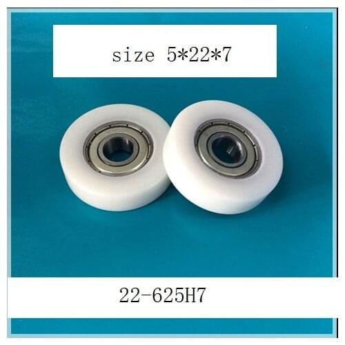 High quality inside 625zz bearing outside polyformaldehyde(POM) Material pulley total size 5*22*7mm