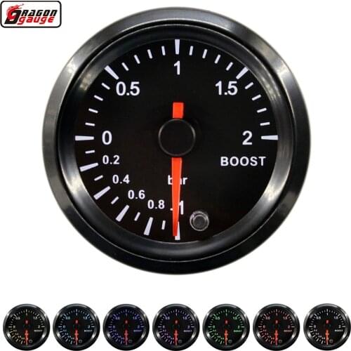 Dragon 52mm High Speed Stepper Motor 7 Colors LED Backlight Auto Car Boost Gauge -1~2 Bar Turbo Meter Instrument Free Shipping