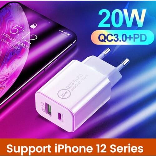 Cargador USB tipo C de 20W, dispositivo de carga rápida PD3.0, USB-C, para Macbook Pro, iPhone 12, Samsung, Huawei