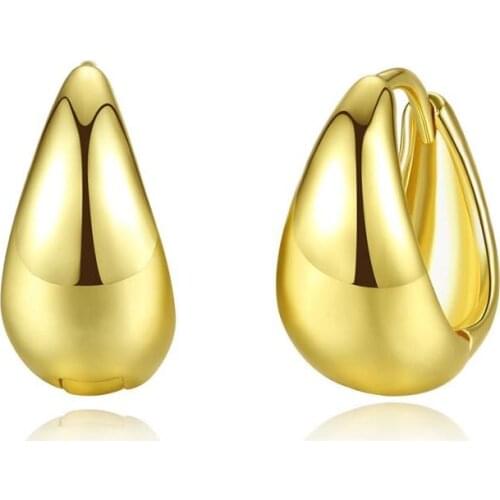 Tiny Trendy personality waterdrop gold hoop earrings luxury brand fashion jewelry small earrings for women 2019 e-h0378