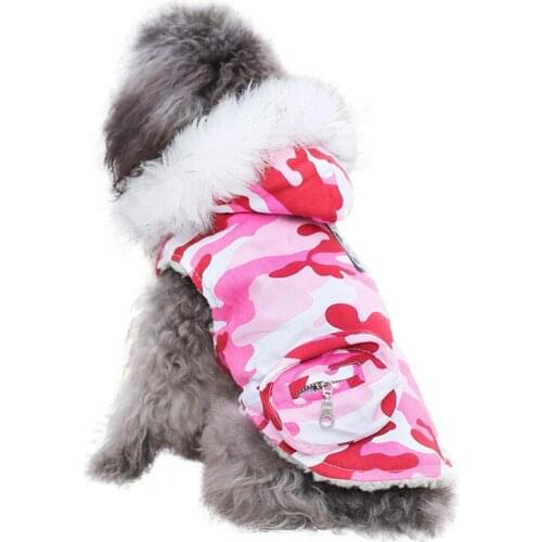Winter Classic Camo Dog Coats Fleece Back Pockets Clothes for Pets XS S M L XL