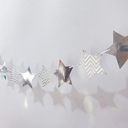 Gold/Silver Triangle Star Paper Board Garland Banner For Baby Shower Birthday Party Decoration Kids Room Decoration