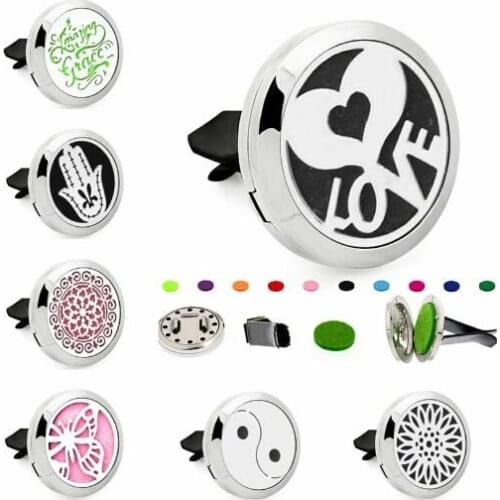 1PCS Cloud Cat Owl Soccer Removable Vent Clip Car Diffuser Locket 30mm Magnet Stainless Steel Perfume Locket With 10p Random Pad