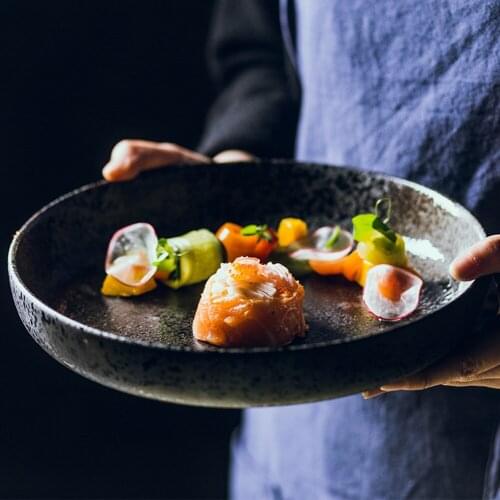 10 Inch Round Deep Dish Hotel Restaurant Ceramic Food Plate Sushi Rice Tray Home Oven Plate Dessert Display Plate Dinnerware