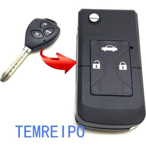 10pcs/lot 3 Button Smart Remote Uncut Blank Flip Folding Fob Key Shell Case Replacement Fit For Toyota Toy43 Blade