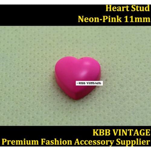 10PC Fashion Heart Stud DIY Rivet for Clothing Shoes Bags Accessories1/2" Neon-Pink