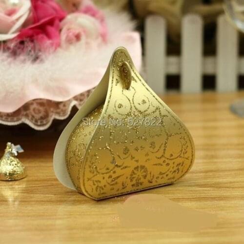 100pcs European Romantic Gold Peach Heart Wedding Candy Boxes Wedding Favours Box Gift Boxes Free Shipping