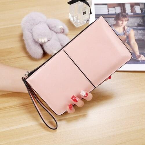 2020 New Pu Long Purse Clutch Zipper Business Wallet Bag Card Holder Big Capacity Solid Color Leisure Time Versatile