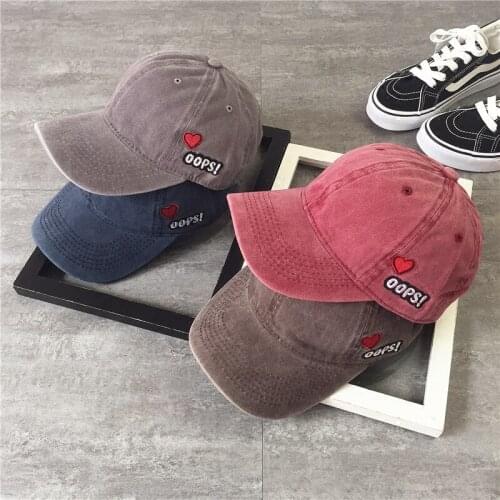 2020 Wholesale Cotton Embroidery letter OOPS Baseball Caps Washed Women Solid Color Dad Hat Men Bones Snapback Hat Couple Cap