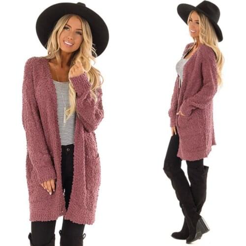 2020 Winter Womens Long Style Warm Open Stitch Full Sleeve Outwear Female Plush Coats 4 Colors Free Dropshipping Plus Size