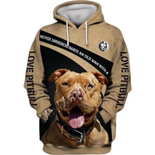 2021 Fashion Animal Pit Bull 3D Printed Hoodie Men Women Casual Pet Dog Designs Hooded Oversized Hooded Coat Drop Shipping WQ-34