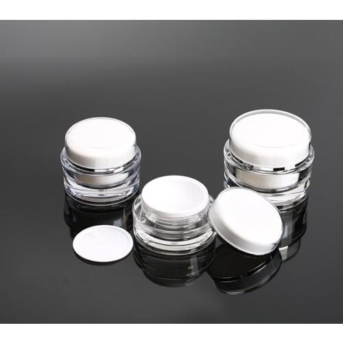 30G acrylic white round jar with silver line/gold line for day cream/night cream/essence/moisturizer/gel cosmetic packing