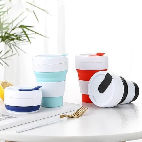 350ML Retractable Folding Water Cups Silicone Telescopic Collapsible Travel Foldable Cups Outdoor Sport Cup Camping Drinkware