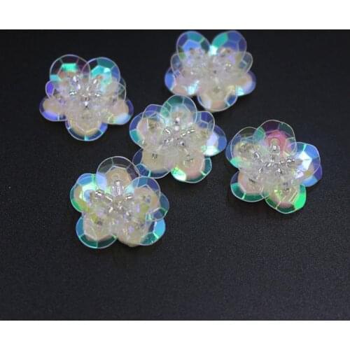 3D handmade Flower Petal Sequined Appliques Diy Sewing Apparel Trims Dress Beading Sewing Trims Various Colors 2CM
