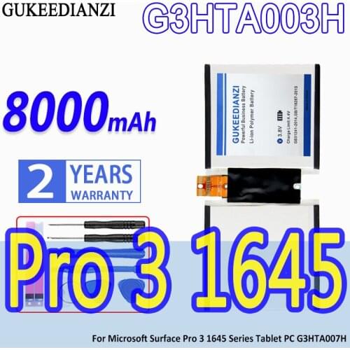 GUKEEDIANZI Battery G3HTA003H G3HTA004H 8000mAh For Microsoft Surface Pro 3 1645 Series Tablet PC G3HTA007H Pro3