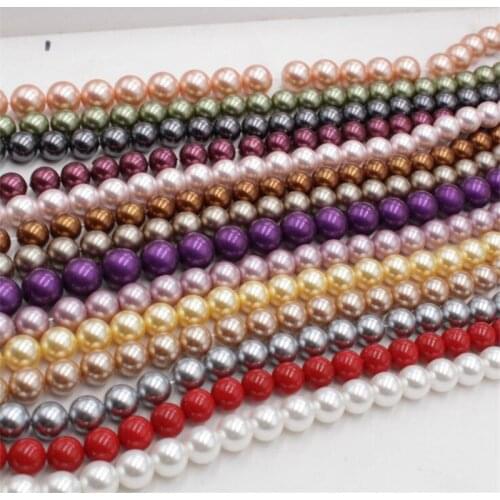 Natural Stone Beads Black Rainbow Shell Pearl Loose Beads For Jewelry Making DIY Bracelet Necklace Accessories 15'' 6/8/10/12mm