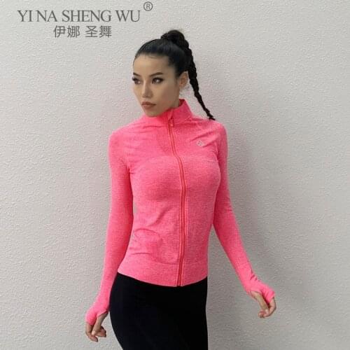 Dry Quick Gym Sport Jackets Elastic Tights Womens Long Sleeve Zipper Running Jacket Women Thumb Hole Fitness Coat Sportswear